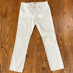 Juicy Couture Cream Ivory Beige Off White Ribbed Denim Straight Cut Jeans Sz 33